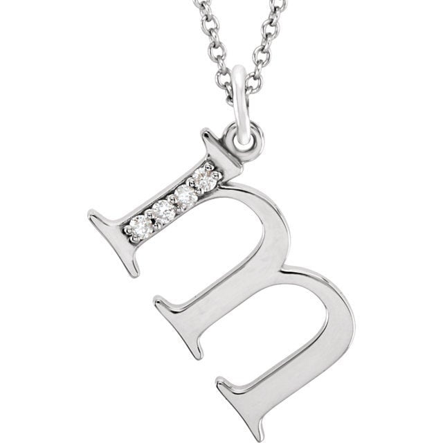 14k yellow rose white gold .025 ctw diamond tiny petite lowercase letter m initial alphabet pendant charm necklace