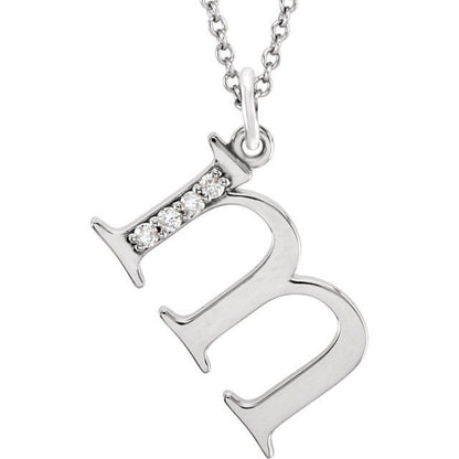 14k yellow rose white gold .025 ctw diamond tiny petite lowercase letter m initial alphabet pendant charm necklace