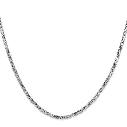 14k white gold 2mm byzantine bracelet anklet choker necklace pendant chain