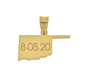 14K Gold or Sterling Silver Oklahoma OK State Map Pendant Charm Personalized Monogram