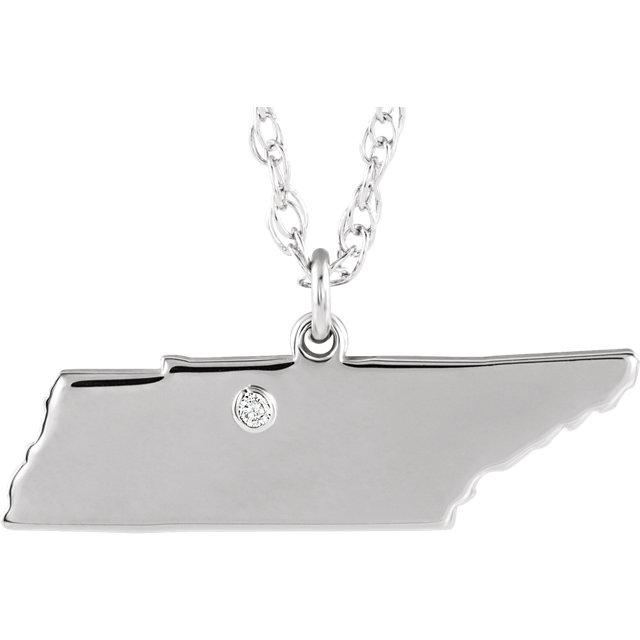 14k 10k yellow rose white gold diamond silver tennessee tn state map personalized city necklace