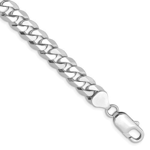 14K White Gold 8mm Beveled Curb Link Bracelet Anklet Choker Necklace Pendant Chain