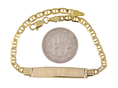 14k yellow gold baby children engravable id nameplate bracelet personalized