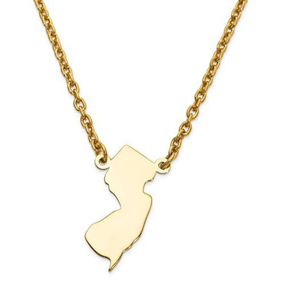 14k gold or sterling silver new jersey nj state name necklace personalized monogram