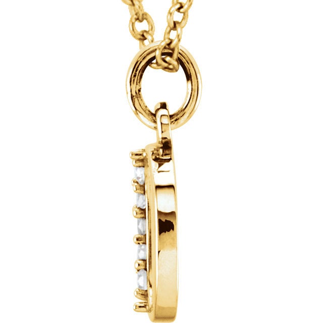 14k yellow rose white gold .03 ctw diamond tiny petite lowercase letter o initial alphabet pendant charm necklace