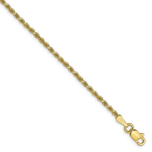 10k yellow gold 1.75mm diamond cut rope bracelet anklet necklace pendant chain