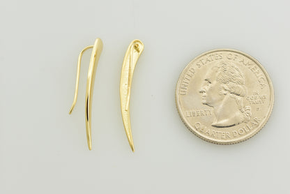 14k yellow gold geometric geo style fancy pointed ear climber earrings