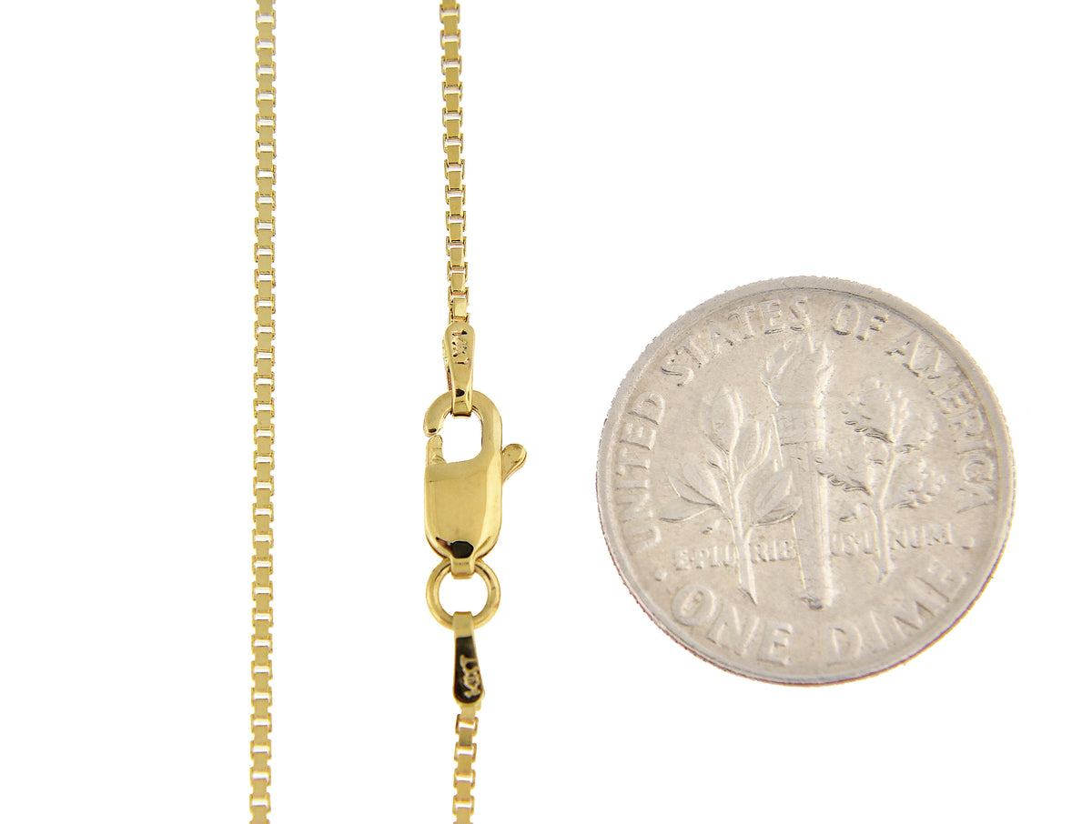 14k yellow gold 1mm box bracelet anklet choker necklace pendant chain