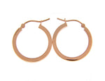 Load image into Gallery viewer, 14K Rose Gold Classic Square Tube Round Hoop Earrings 20mm x 2mm
