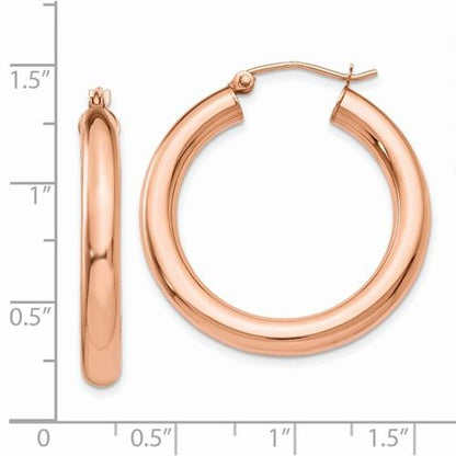 14k rose gold classic round hoop earrings 30mm x 4mm