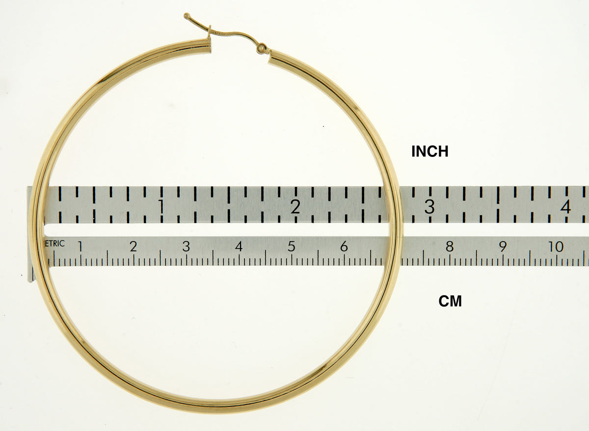 14k yellow gold 69mm x 3mm extra large round classic hoop earrings lightweight