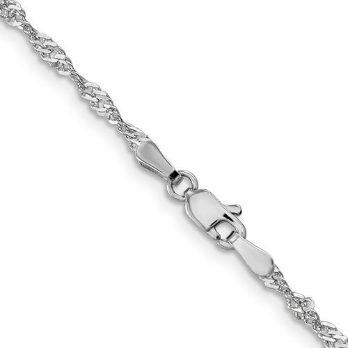 14k white gold 1.9mm singapore twisted bracelet anklet choker necklace pendant chain