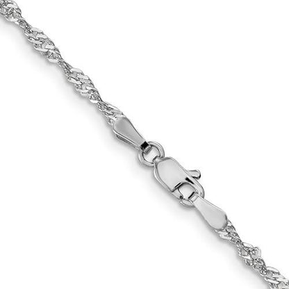 14k white gold 1.9mm singapore twisted bracelet anklet choker necklace pendant chain