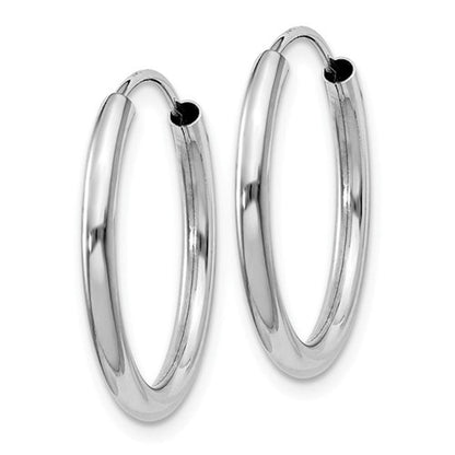 14k white gold round endless hoop earrings 19mm x 2mm