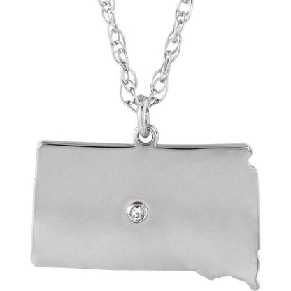 14k 10k yellow rose white gold diamond silver south dakota sd state map personalized city necklace