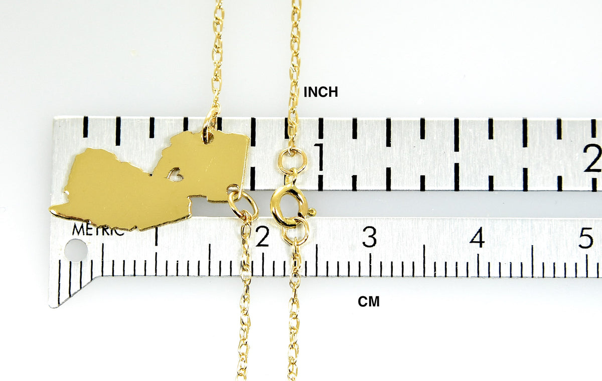 14k gold 10k gold silver new jersey nj state map necklace heart personalized city