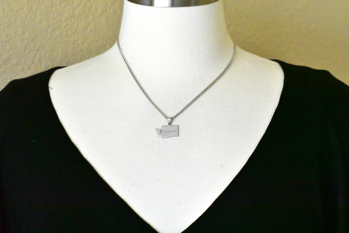 14k gold or sterling silver washington wa state map pendant charm personalized monogram