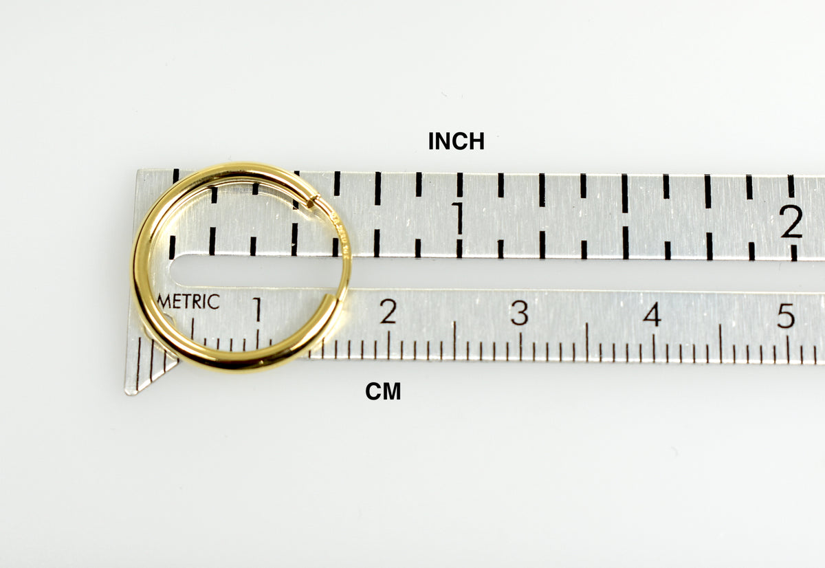 14k yellow gold round endless hoop earrings 17mm x 2mm