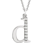 Load image into Gallery viewer, 14K Yellow Rose White Gold .04 CTW Diamond Tiny Petite Lowercase Letter D Initial Alphabet Pendant Charm Necklace
