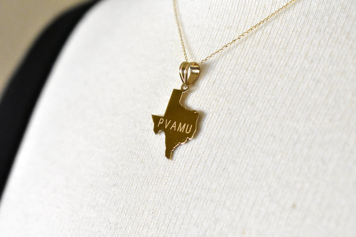 14k gold or sterling silver texas tx state map pendant charm personalized monogram