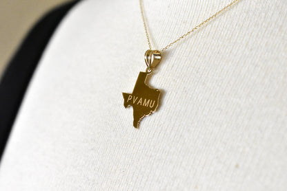 14k gold or sterling silver texas tx state map pendant charm personalized monogram