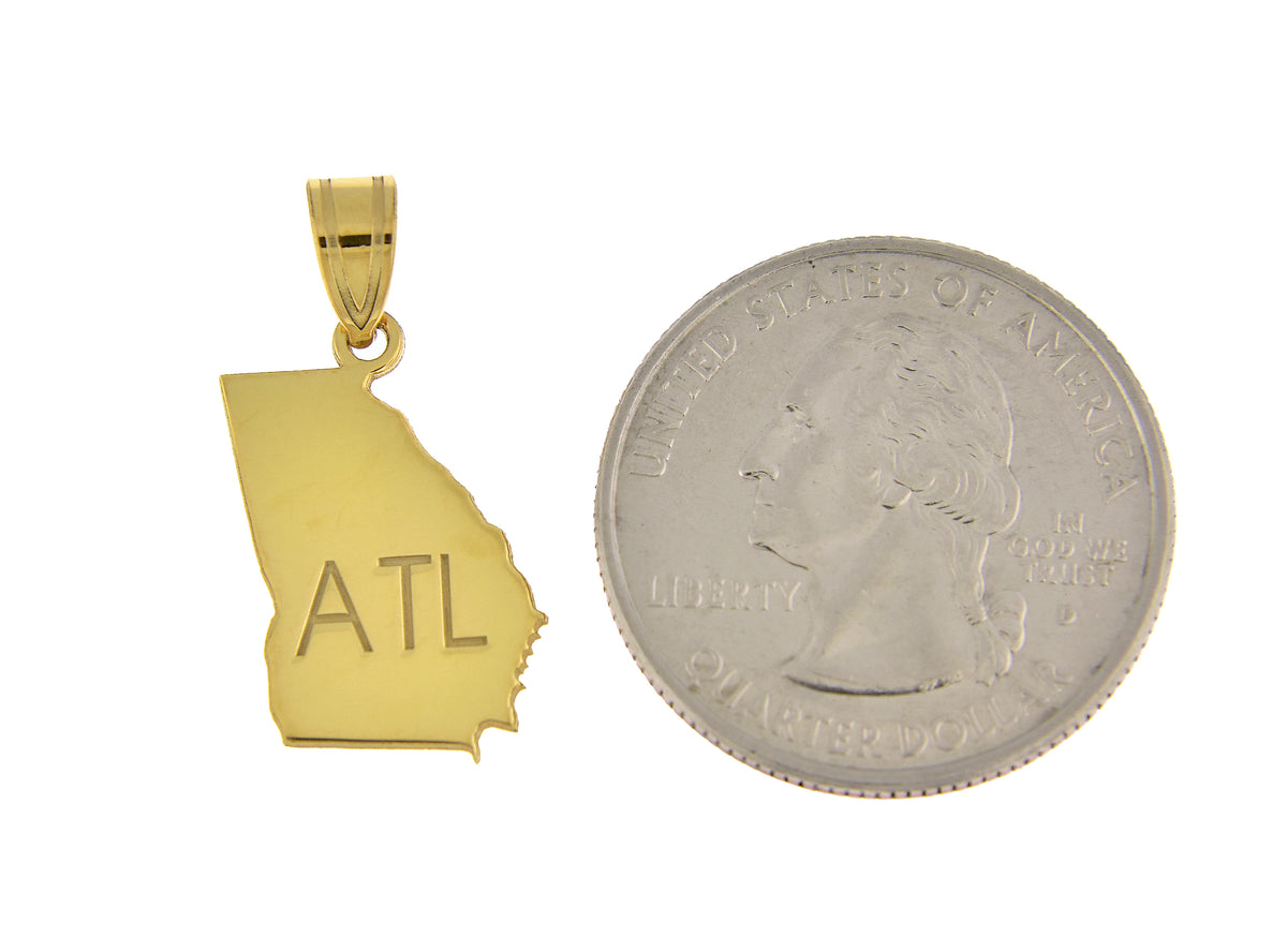 14k gold or sterling silver georgia ga state map pendant charm personalized monogram