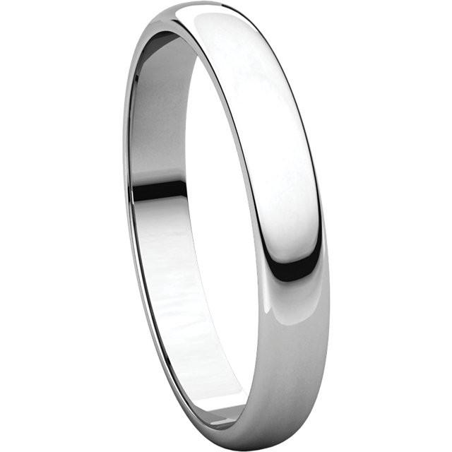 14k white gold 3mm wedding anniversary promise ring band half round light