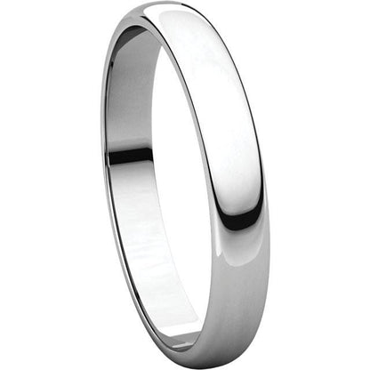 14k white gold 3mm wedding anniversary promise ring band half round light