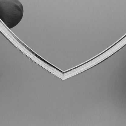 Sterling Silver 4mm Omega Cubetto V Shaped Necklace Chain Lobster Clasp