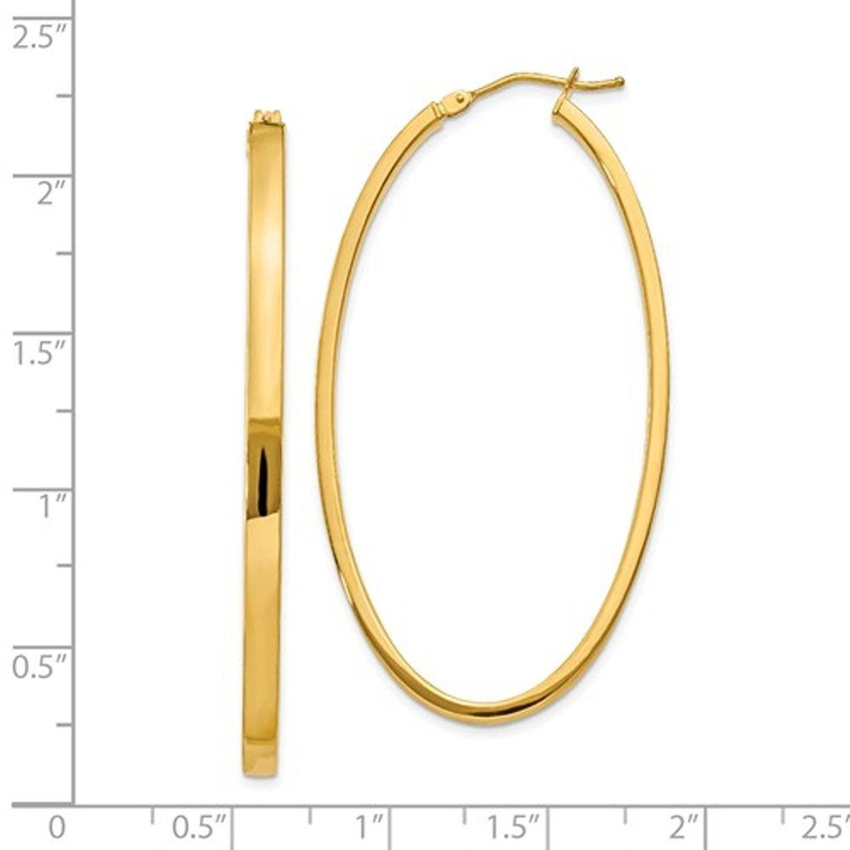 14k yellow gold classic large oval hoop earrings 55mm x 40mm x 3mm