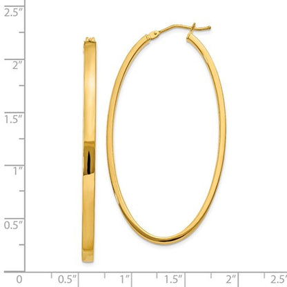 14k yellow gold classic large oval hoop earrings 55mm x 40mm x 3mm