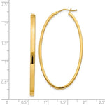 Carica l&#39;immagine nel visualizzatore di Gallery, 14k Yellow Gold Classic Large Oval Hoop Earrings 55mm x 40mm x 3mm
