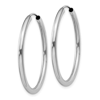 14k white gold round endless hoop earrings 30mm x 2mm