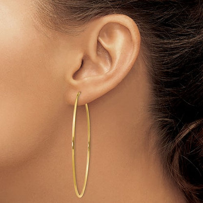 14k yellow gold extra large endless round hoop earrings 60mm x 1.25mm