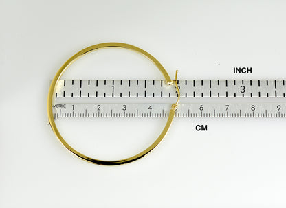 14k yellow gold square tube round hoop earrings 50mm x 2mm