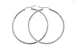 Charger l&#39;image dans la galerie, 14k White Gold Diamond Cut Round Hoop Earrings 44mm x 2mm
