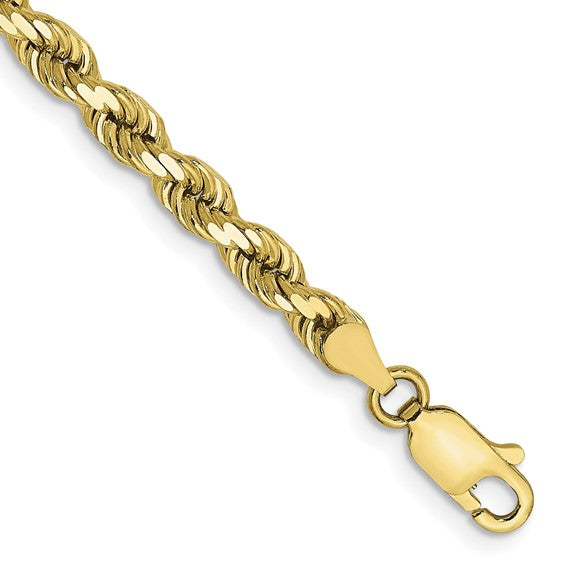 10k yellow gold 4mm diamond cut rope bracelet anklet choker necklace pendant chain