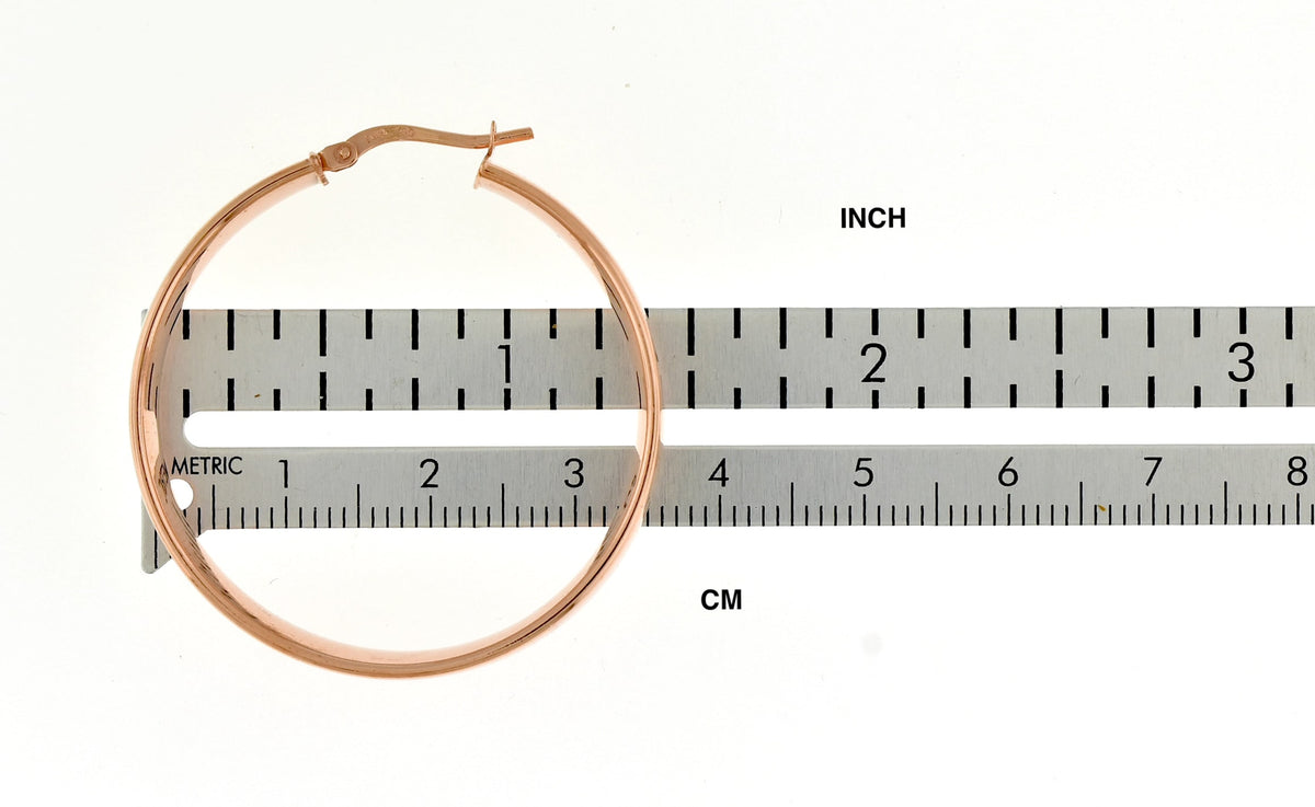 14k rose gold round square tube hoop earrings 35mm x 7mm