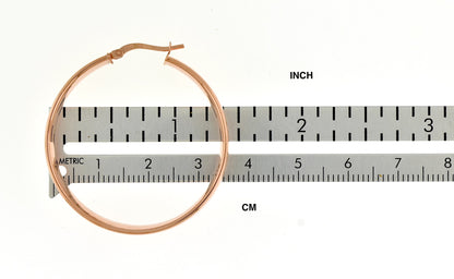 14k rose gold round square tube hoop earrings 35mm x 7mm
