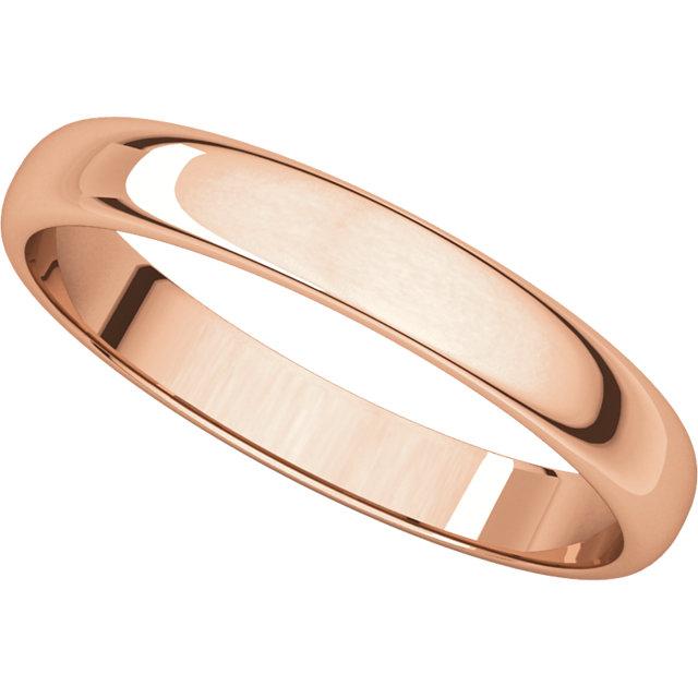 14k rose gold 3mm wedding anniversary promise ring band half round light