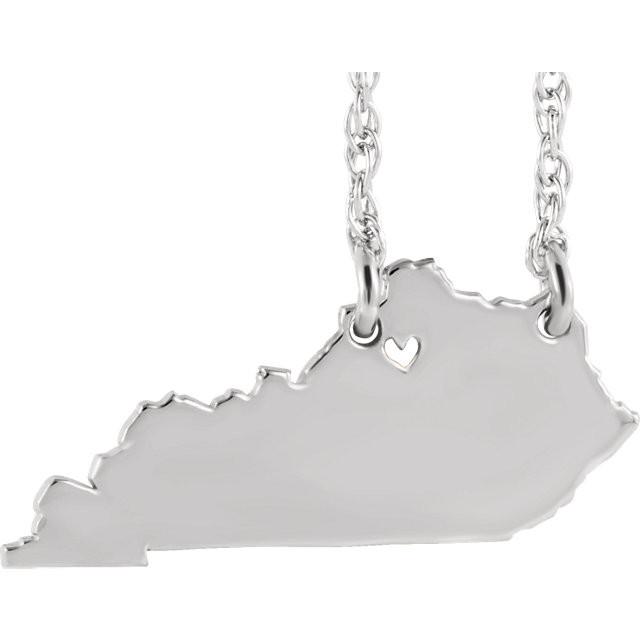 14k gold 10k gold silver kentucky state map necklace heart personalized city