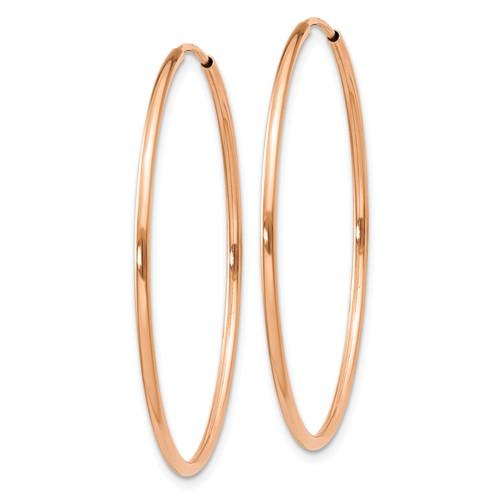 14k Rose Gold Classic Endless Round Hoop Earrings 33mm x 1.25mm
