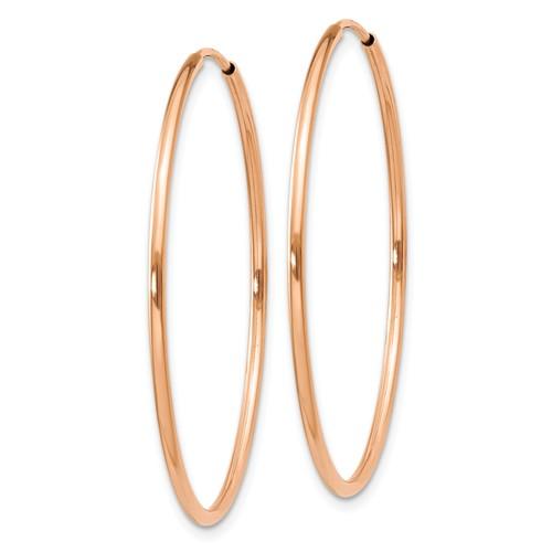 14k rose gold classic endless round hoop earrings 33mm x 1.25mm