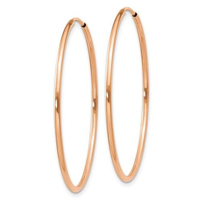 14k rose gold classic endless round hoop earrings 33mm x 1.25mm