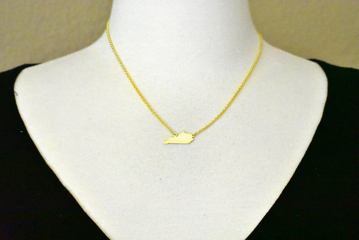 14k gold or sterling silver kentucky ky state name necklace personalized monogram