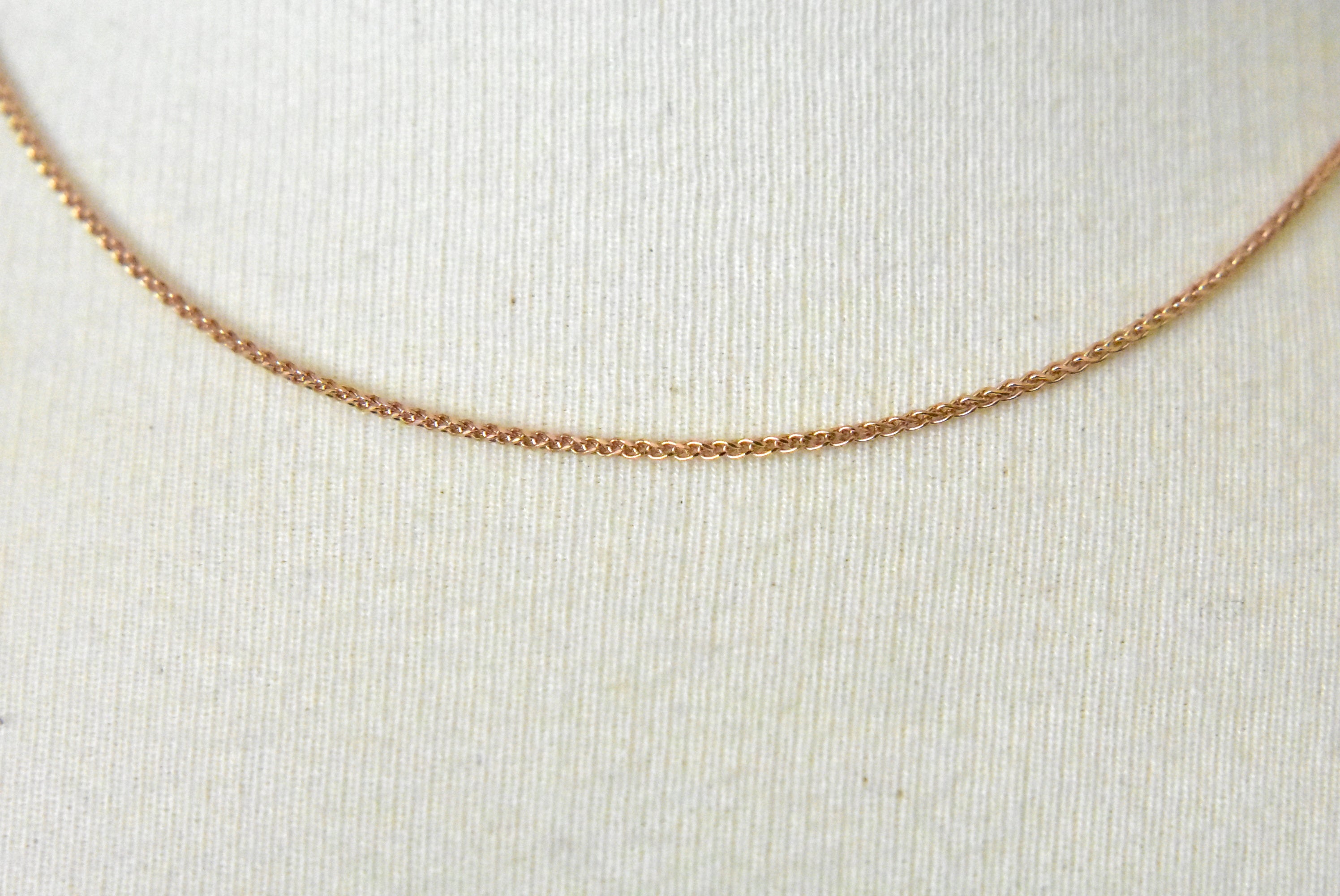 14k Rose Gold 1.2mm Diamond Cut Spiga Wheat Bracelet Anklet Choker Necklace Pendant Chain