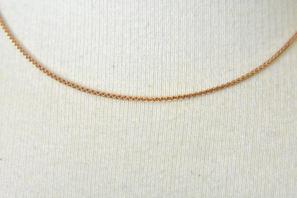 14k rose gold 1.2mm diamond cut spiga wheat bracelet anklet choker necklace pendant chain
