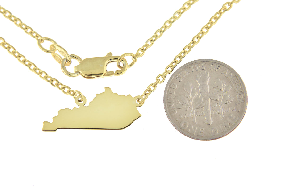 14k gold or sterling silver kentucky ky state name necklace personalized monogram