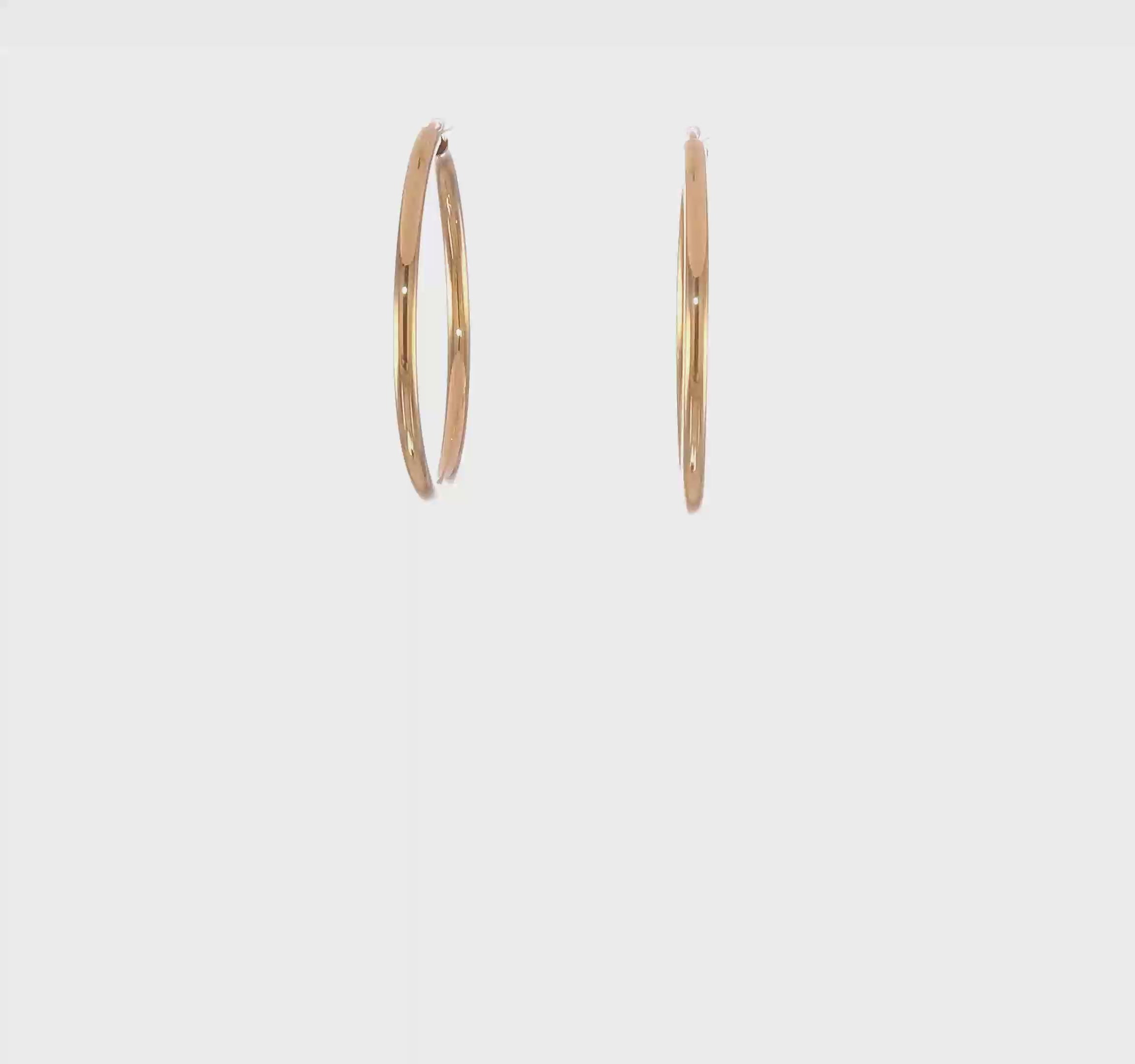 14k Yellow Gold Round Endless Hoop Earrings 30mm x 2mm