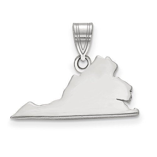 14K Gold or Sterling Silver Virginia VA State Map Pendant Charm Personalized Monogram